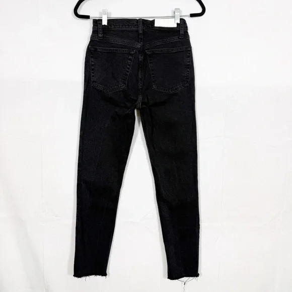 Re/Done Originals High Rise Ankle Crop Jeans: Faded Black Wash